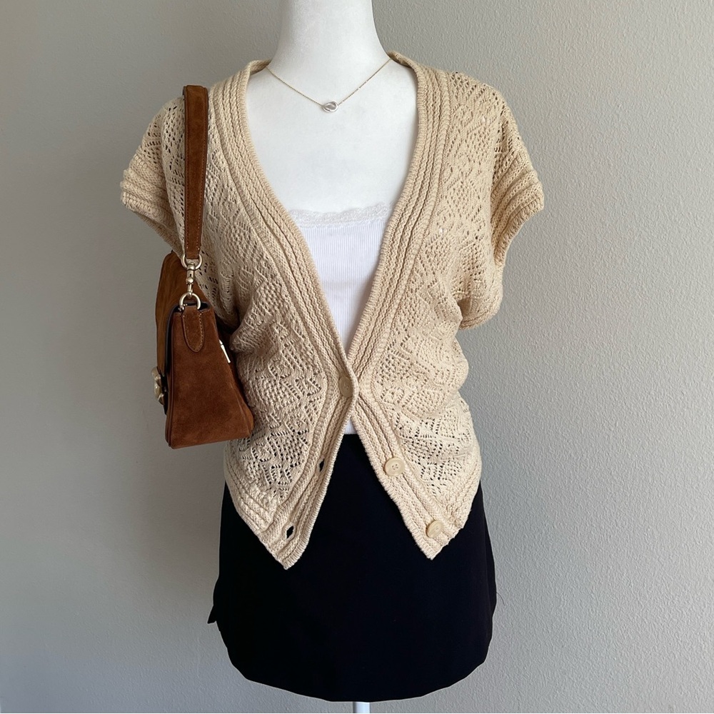 Cream Knit Women's Sweater Vest Size XL